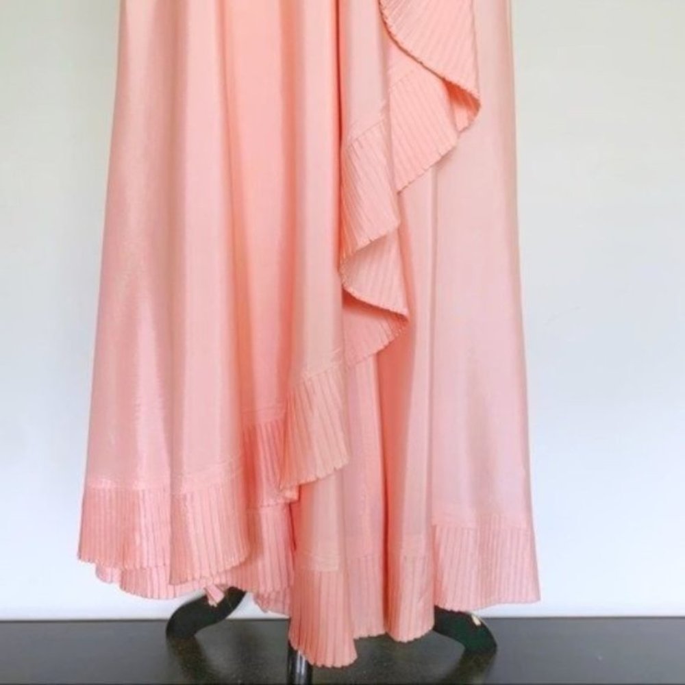 Vintage 80s Lillie Rubin x Albert Capraro Pink Ruffle Formal Dress Gown XXS/XS - Picture 9 of 13